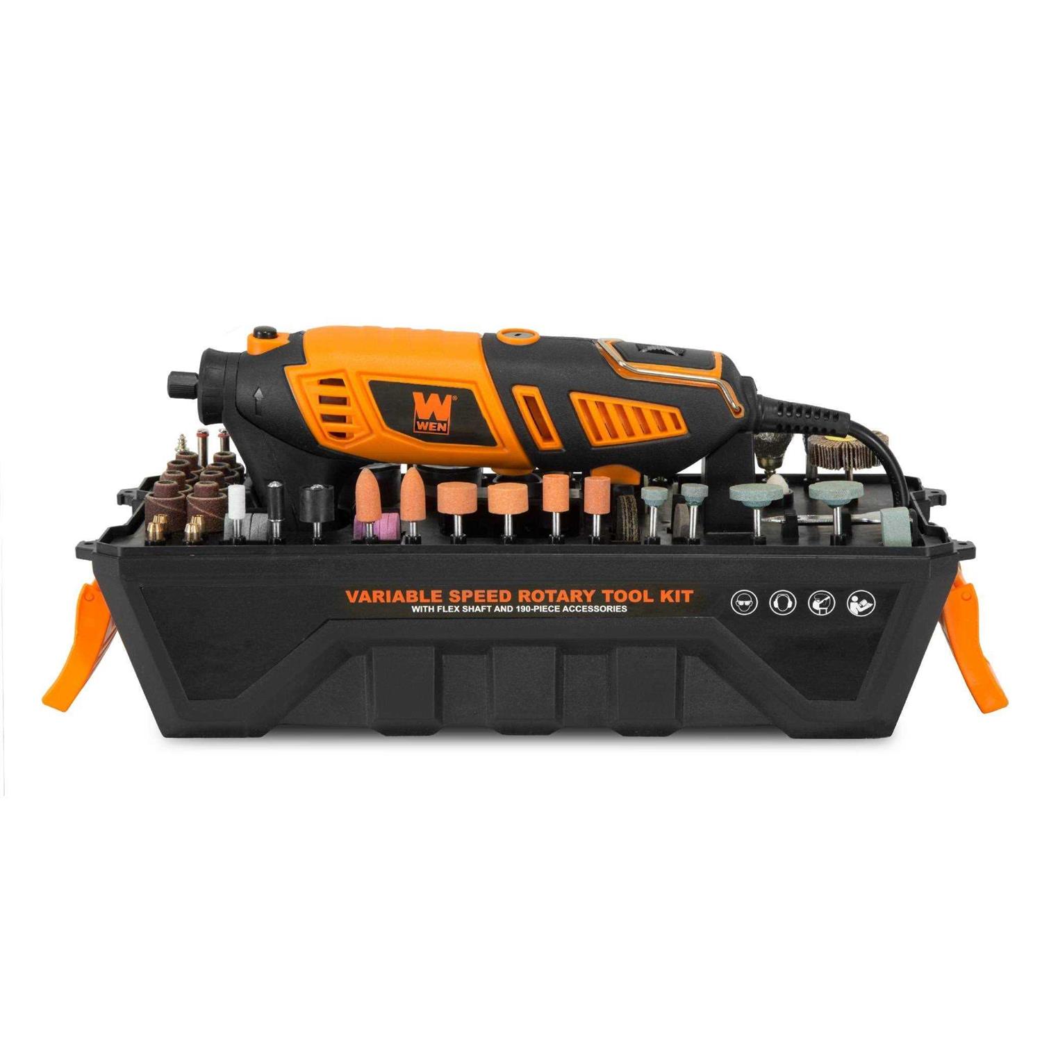 WEN 1.3 Amp Variable Speed Steady-Grip Rotary Tool with 190-Piece Accessory Kit, Flex Shaft and Carrying Case - Cheap Fitting