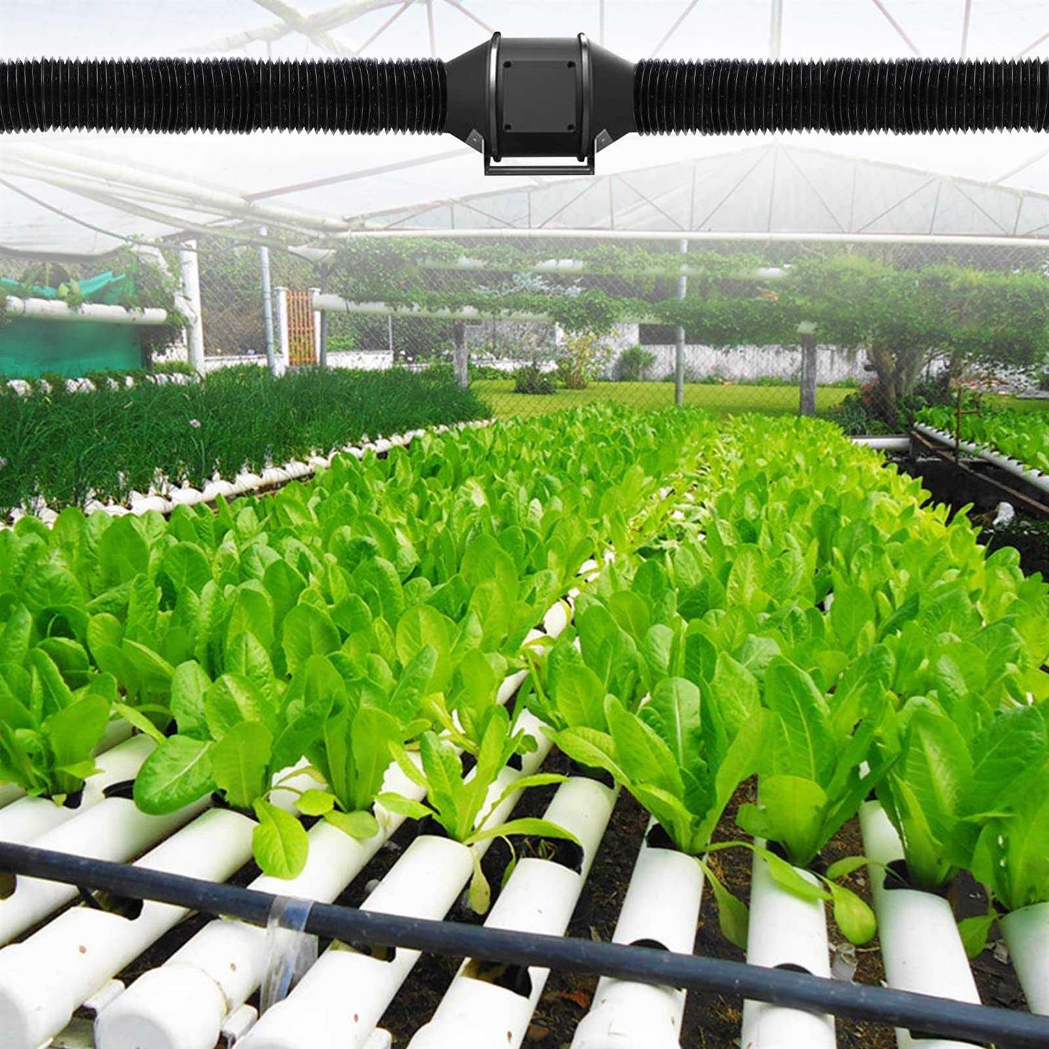 Cabax 4 Inch 5 Feet Air Ducting Flexible Black Aluminum Vent Hose for Hvac Ventilation with 2 Clamps - Cheap Fitting