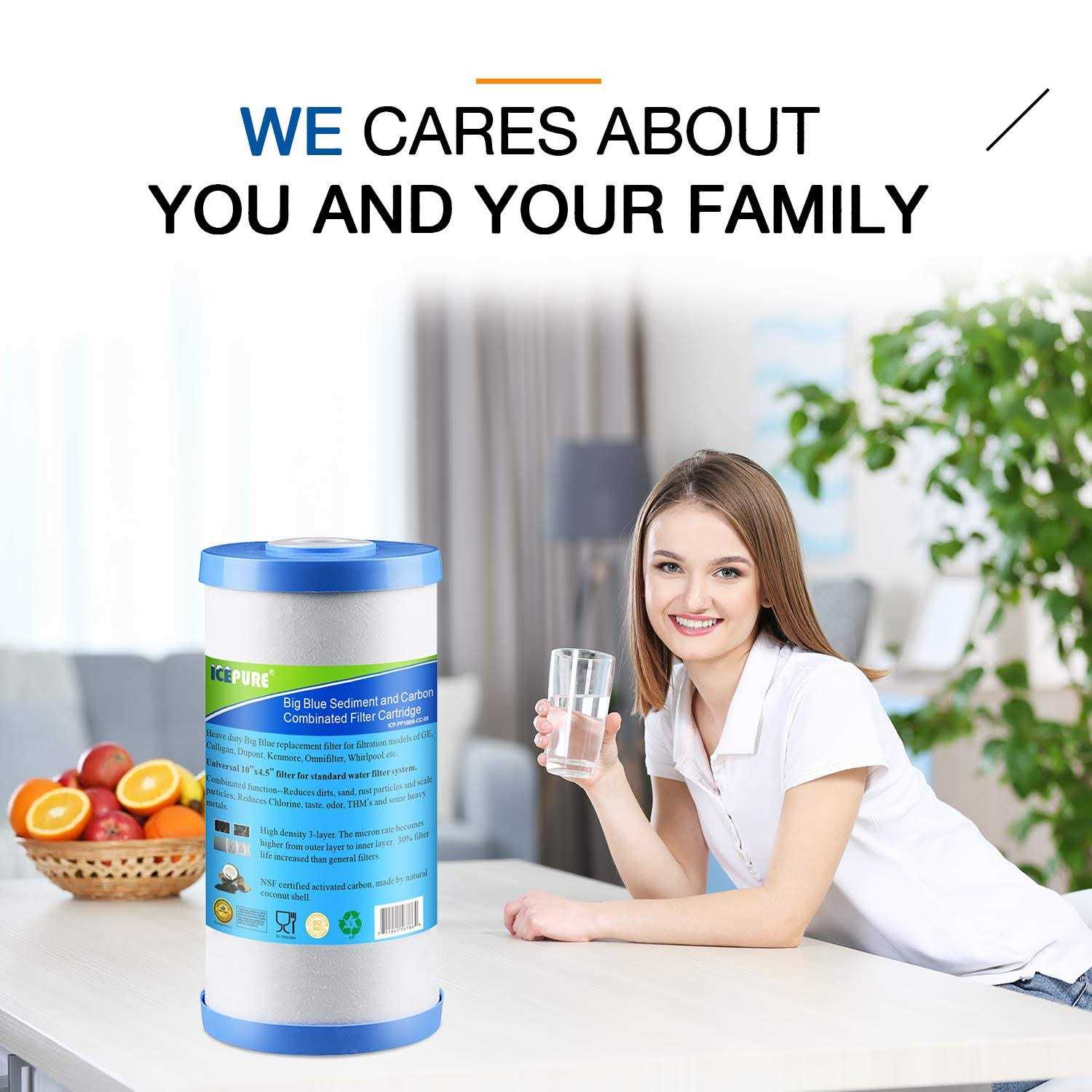 PUREPLUS 5 Micron 10 x 4.5 Whole House Sediment and Carbon Water Filter Replacement Cartridge for GE FXHTC - Cheap Fitting