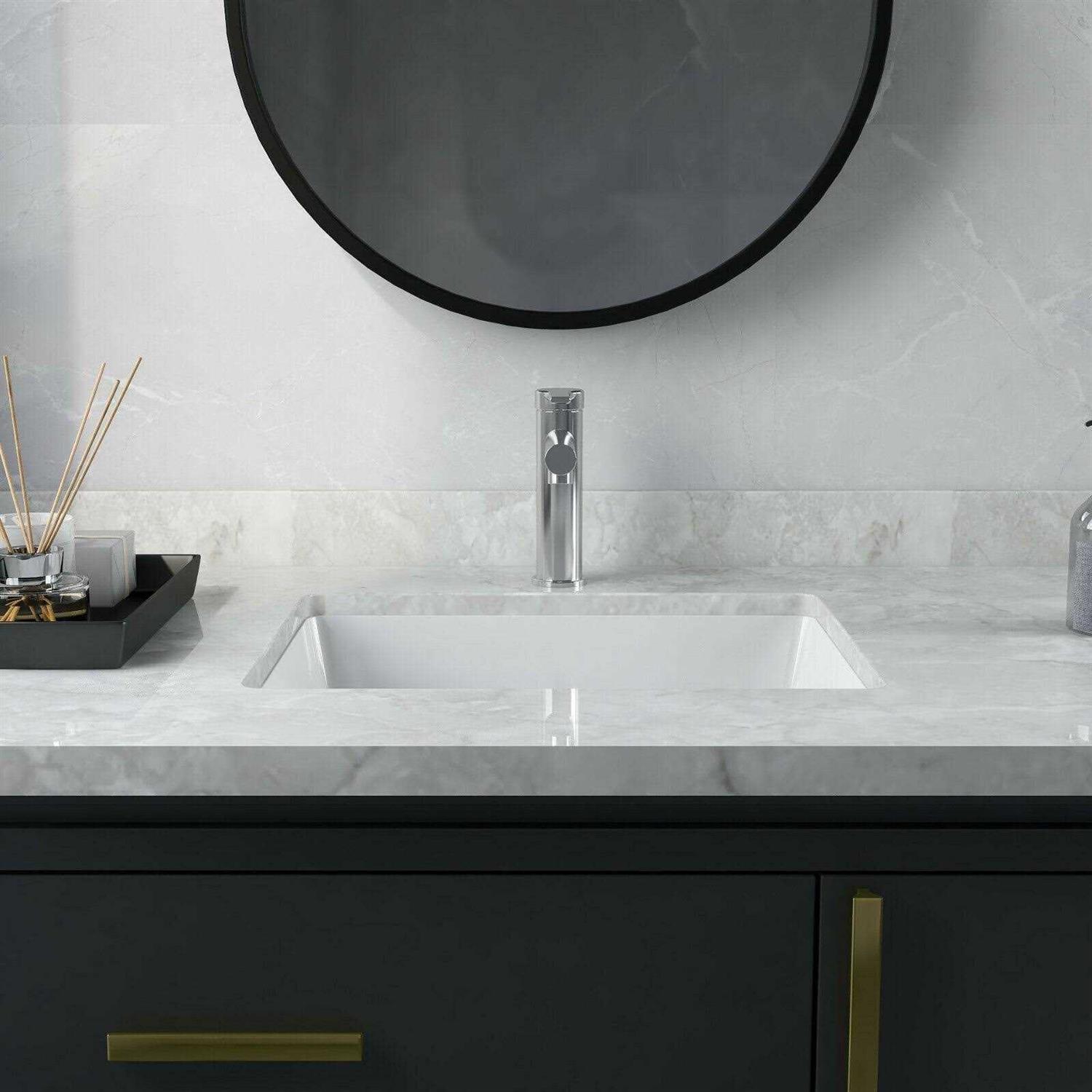 DeerValley DV-1U201 White Vitreous China Rectangular Undermount Bathroom Sink with Overflow - Cheap Fitting