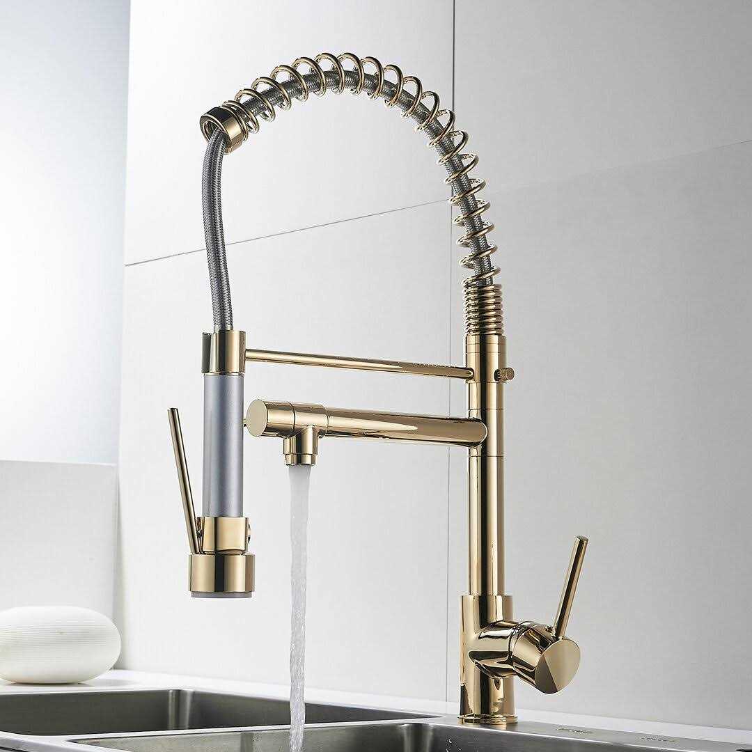 Boyel Living Contemporary Single-Handle Gooseneck Pull-Down Sprayer Kitchen Faucet BM291G - Cheap Fitting
