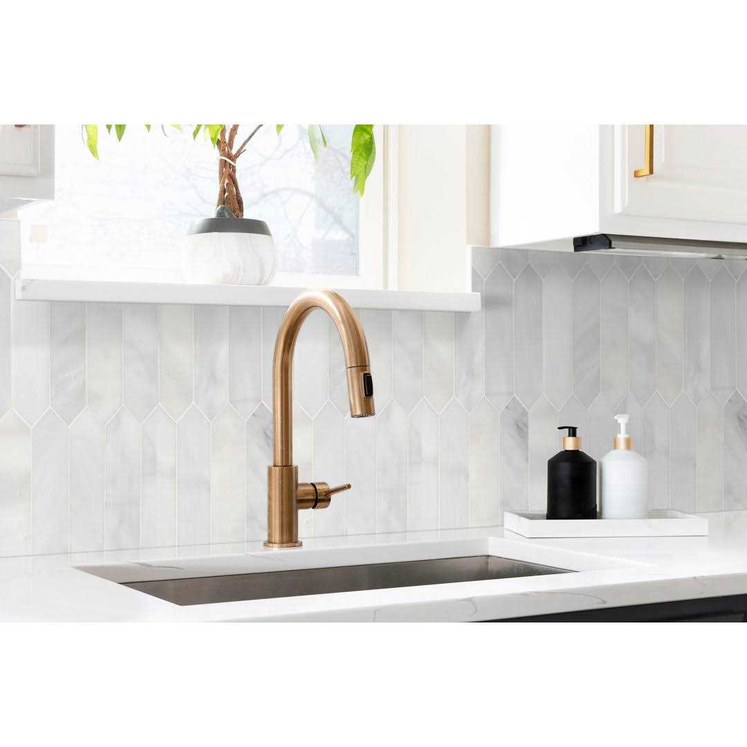 Arabescato Carrara Picket 10.63 in. x 12 in. Honed Marble Mosaic Wall and Floor Tile MSI - Cheap Fitting