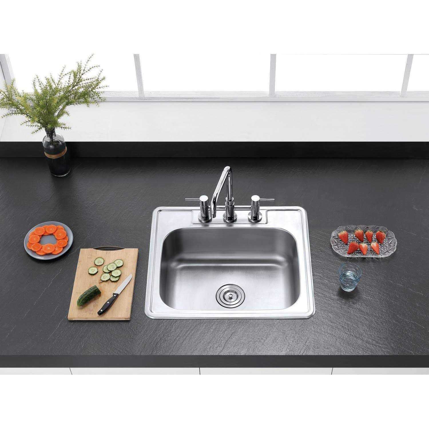 Kingston Brass Gourmetier GKTS2520 Drop-in Single Bowl Kitchen Sink - Cheap Fitting