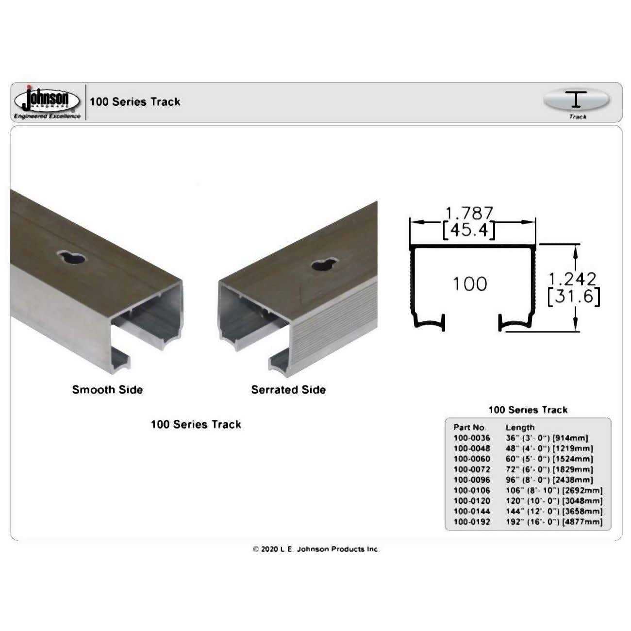 Johnson Hardware JH100-48 100 Series 48 Aluminum Track for Sliding Doors - Cheap Fitting