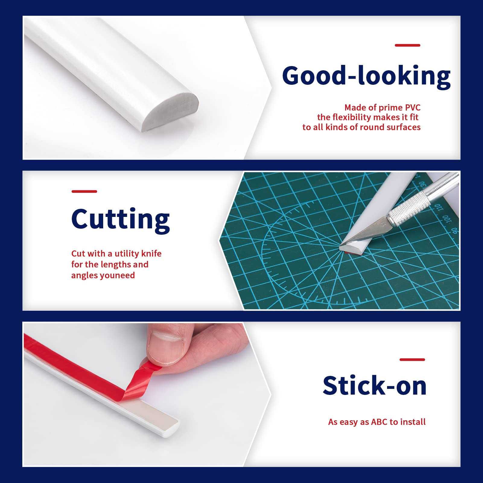 Art3dwallpanels 10 Ft Flexible Peel and Stick Trim Molding for Backsplash Tile Edge S - Cheap Fitting