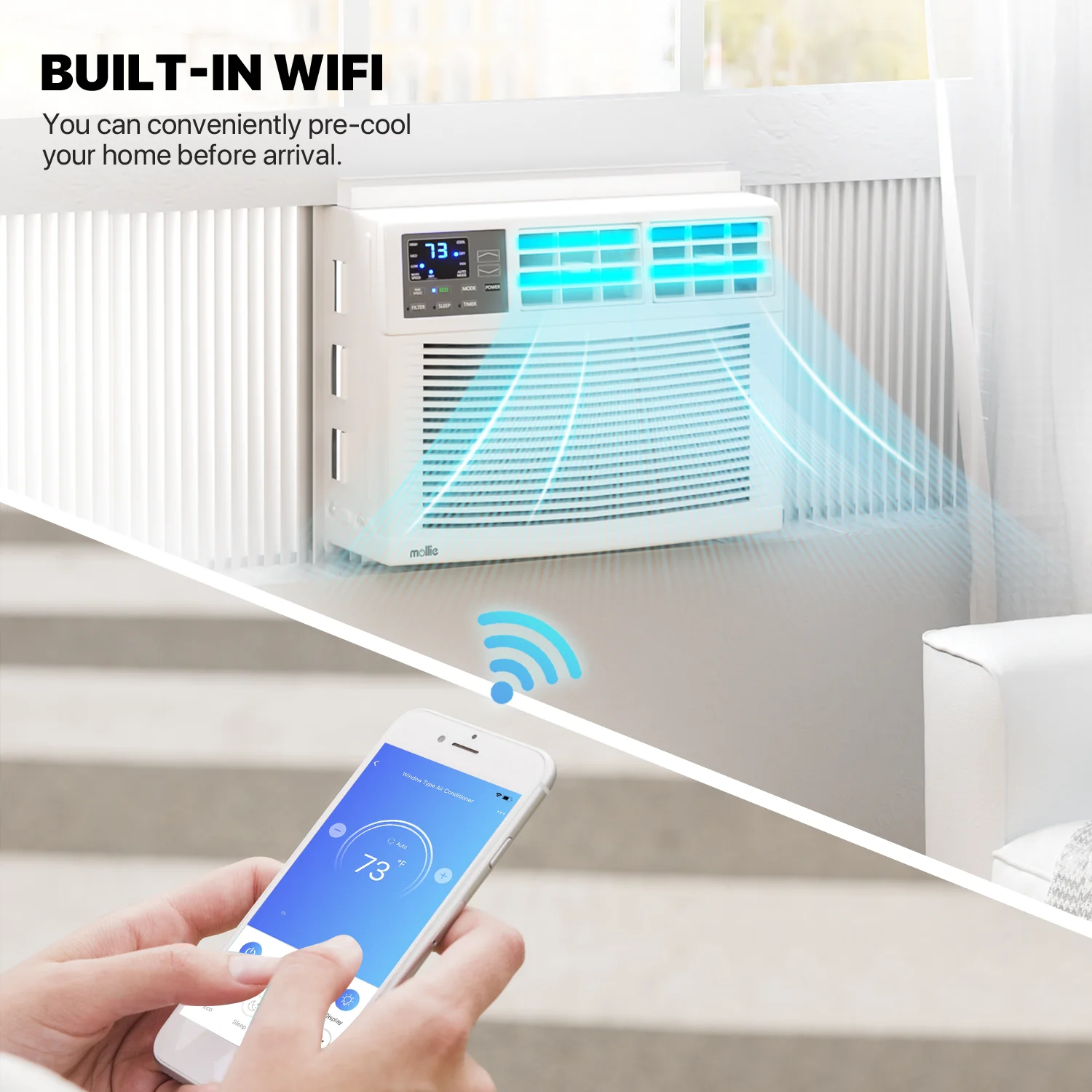 mollie 12,000 BTU 115V Smart Air Conditioner Window Unit with WIFI-Enabled, Energy Saving Room AC Unit with Remote Control & Timer Function, Cools Up to 450 Sq.Ft., White - Cheap Fitting