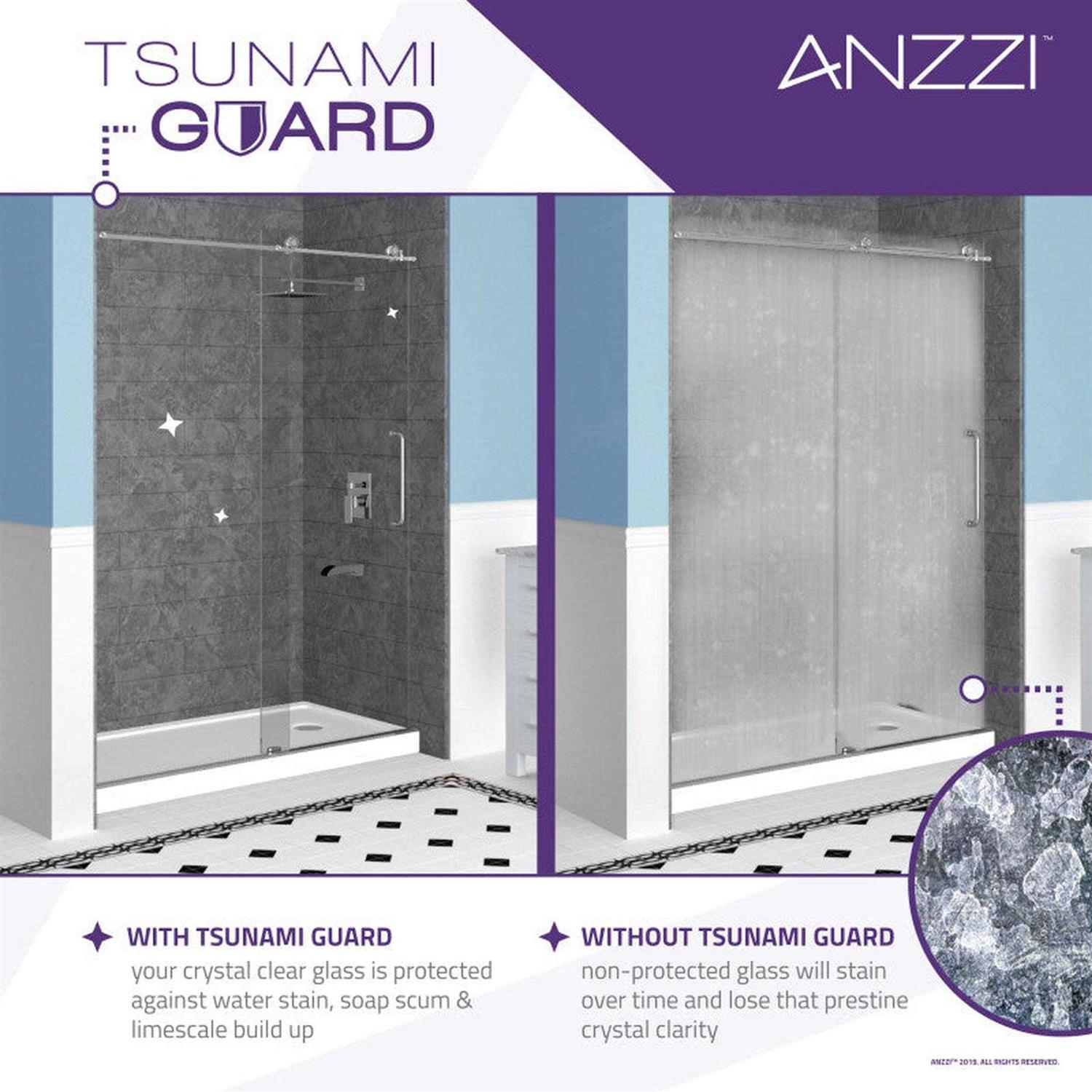 ANZZI Stellar Series 60 in. x 76 in. Frameless Sliding Shower Door with Handle in Brushed Nickel SD-FRLS05902BN - Cheap Fitting