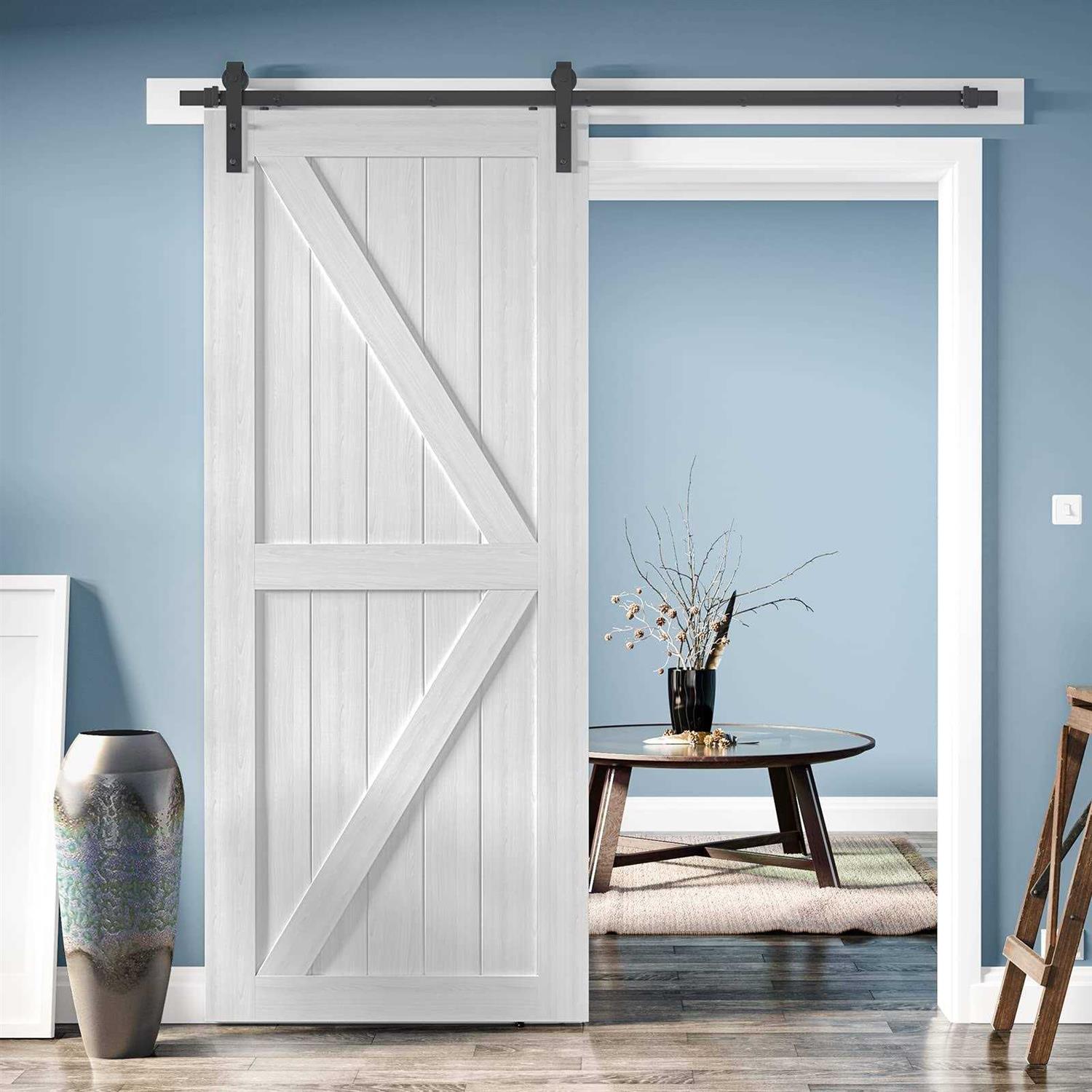 Genius Iron 6.6FT Single Barn Door Hardware Classic Design Standard Track with Upgraded Nylon Bearings - Cheap Fitting