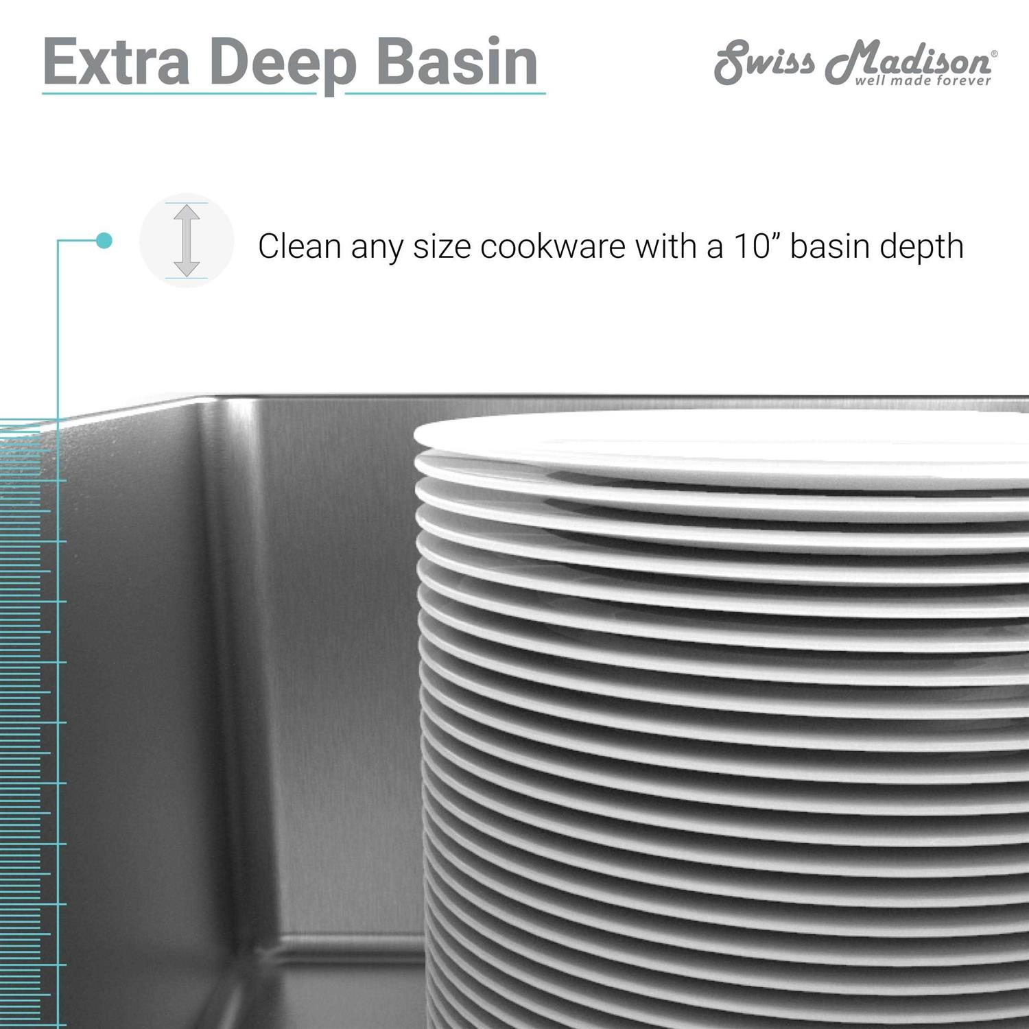 Swiss Madison Tourner 27 x 19 Stainless Steel Single Basin - Cheap Fitting