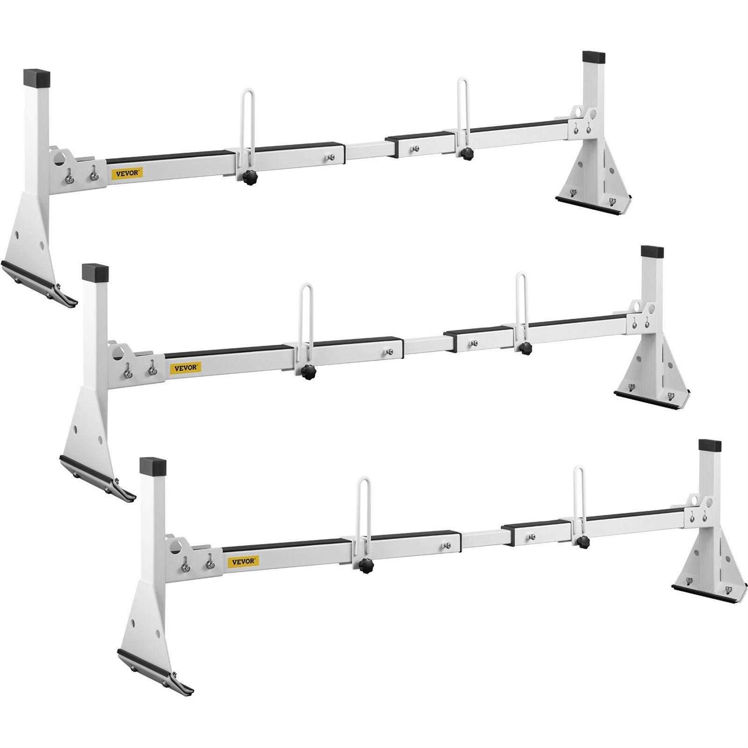VEVOR Van Ladder Rack 750 Lbs Capacity 3 Bars Adjustable Van Roof Rack with Ladder Stoppers - Cheap Fitting