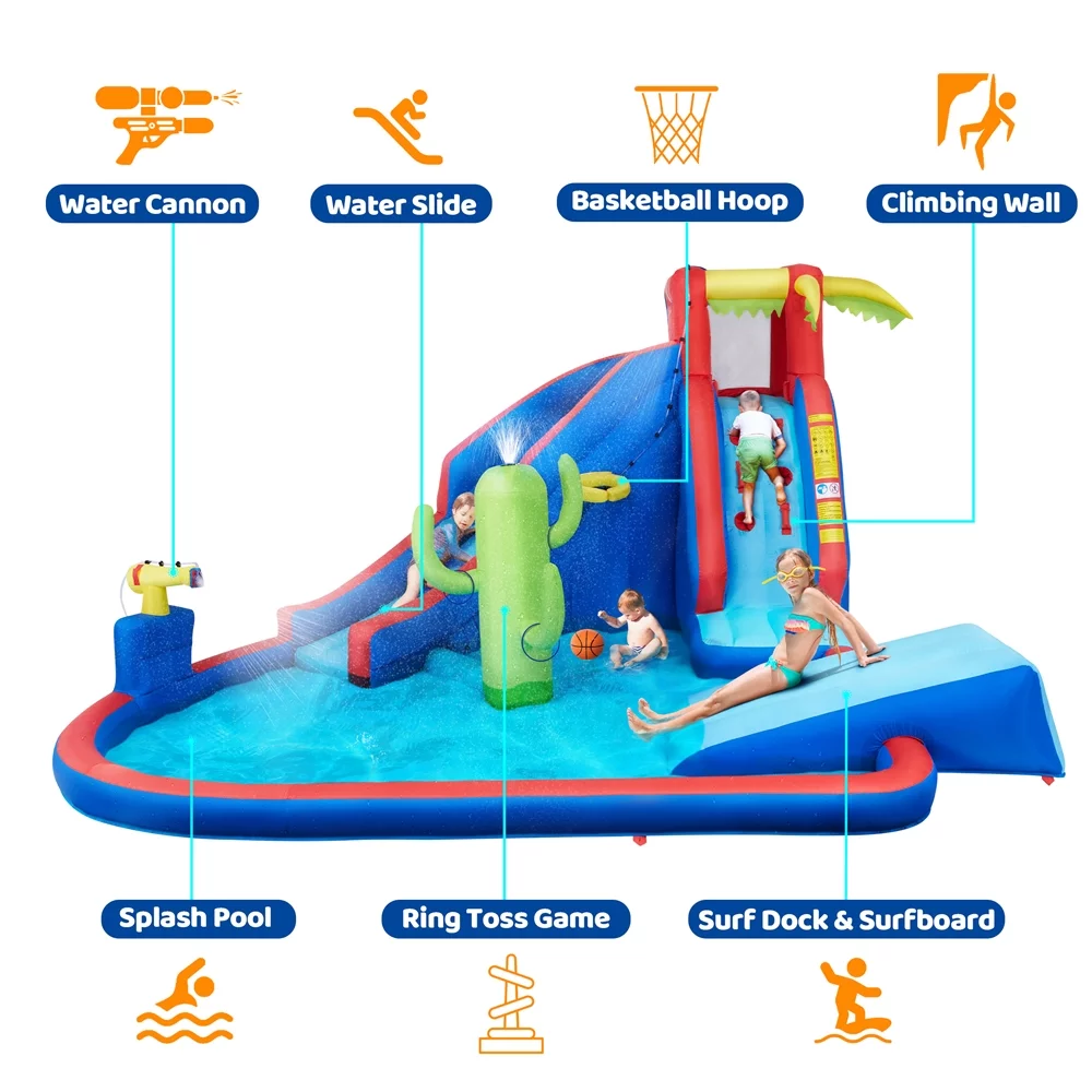 SmileMart 15.2′L x 13.4′W x 7.5′H Inflatable Water Slide with Storage Bag & 520 W Blower for Kids - Cheap Fitting