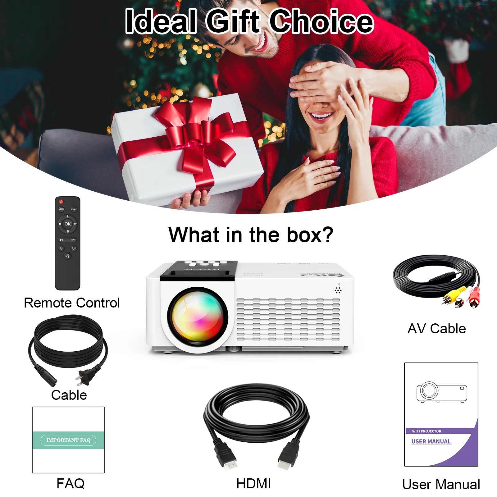 5G WiFi Projector with Bluetooth 5.1, High Resolution HD Movie Projector, 1080P 250'' Display Supported - Cheap Fitting