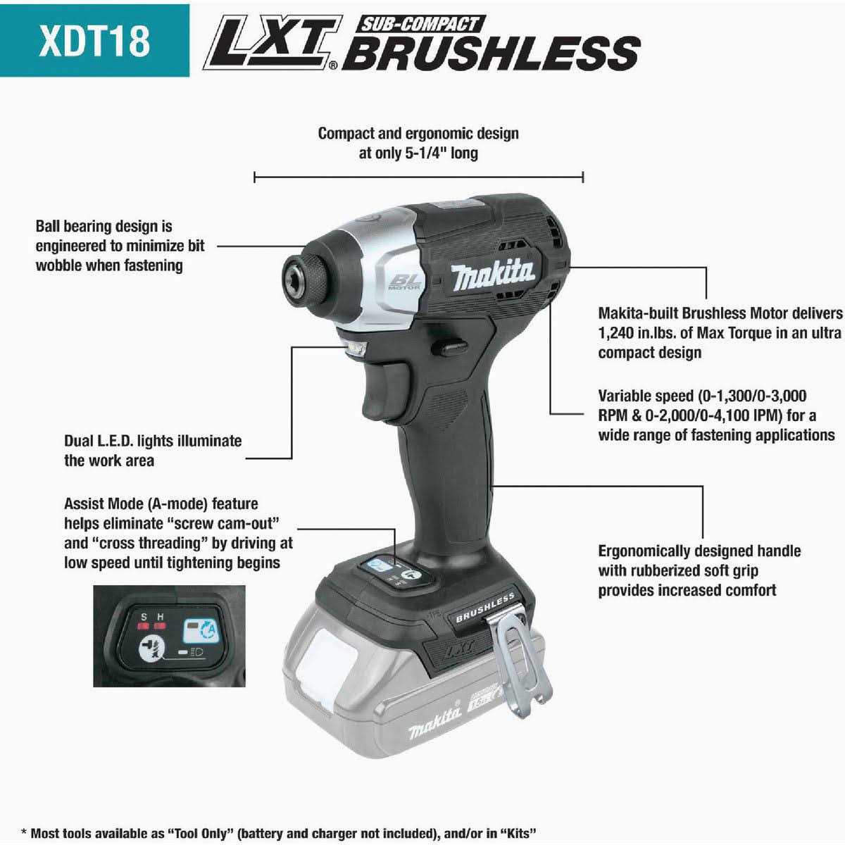 Makita XDT18ZB 18V LXT Sub-Compact Brushless Impact Driver - Cheap Fitting