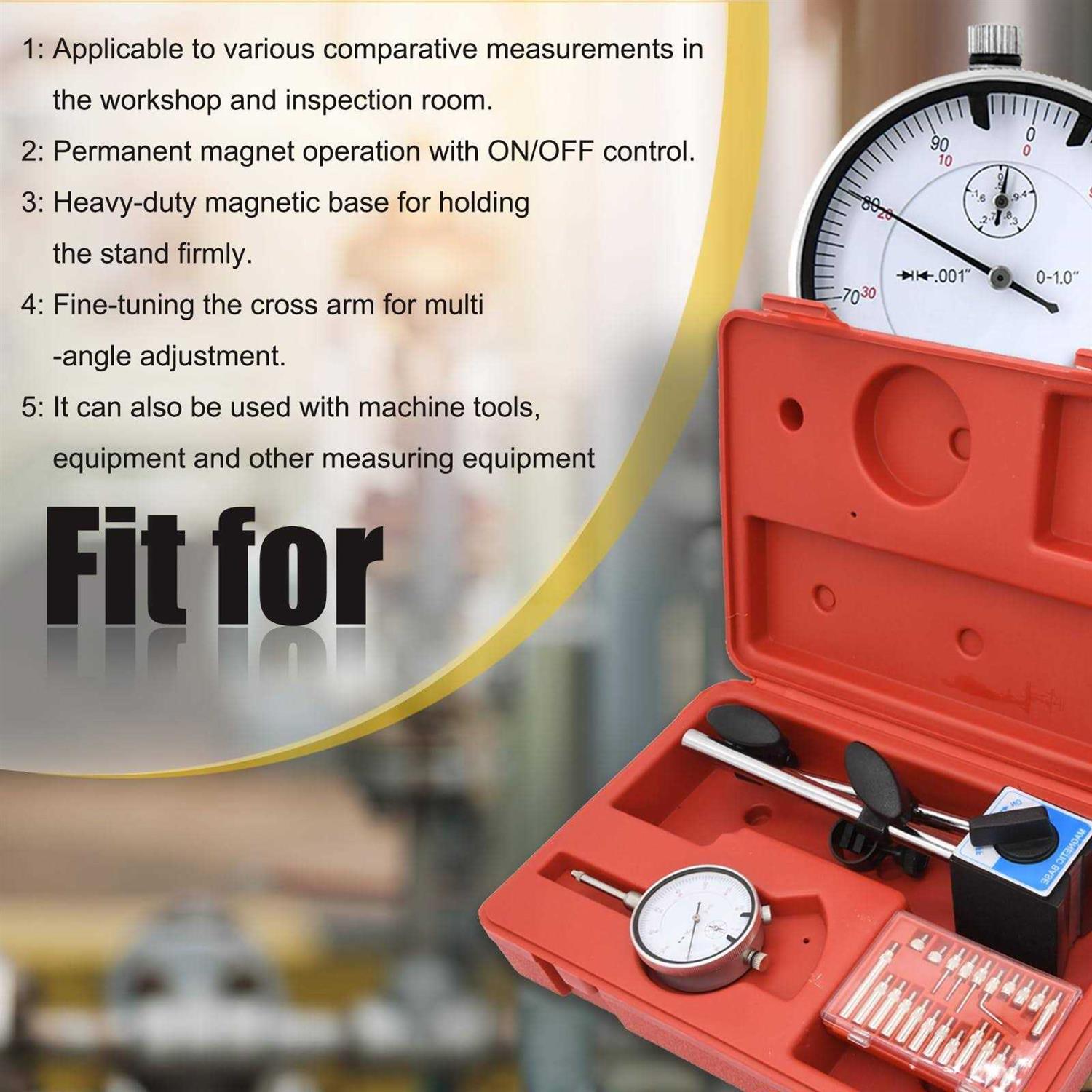 NAKAO Dial Indicator with Magnetic Base and Point Precision Inspection Set - Cheap Fitting
