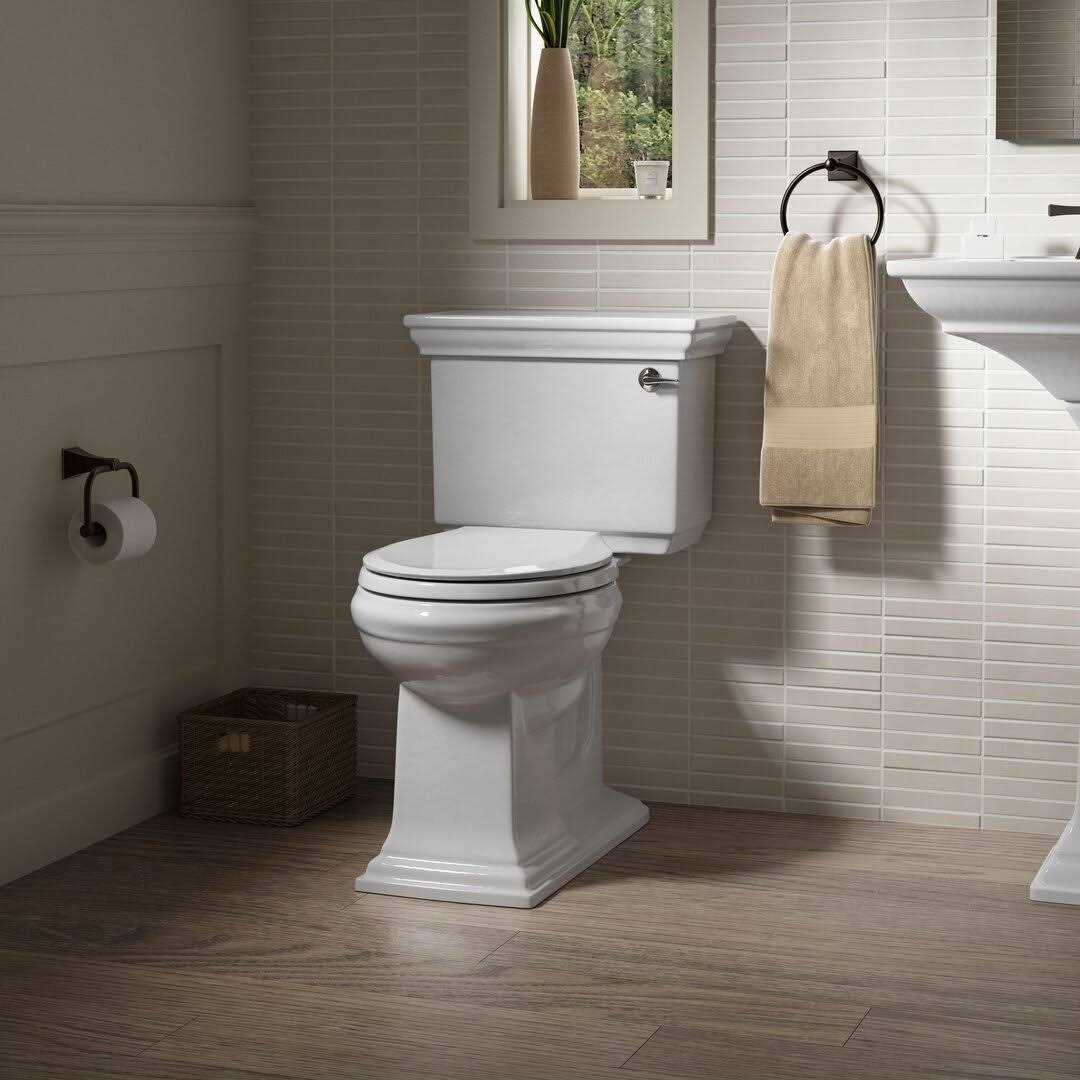 KOHLER K-3933-RA-0 Memoirs Stately Comfort Height Two-piece Round-front 1.28 GPF Toilet with AquaPiston Flush Technology and Right-Hand Trip Lever - Cheap Fitting