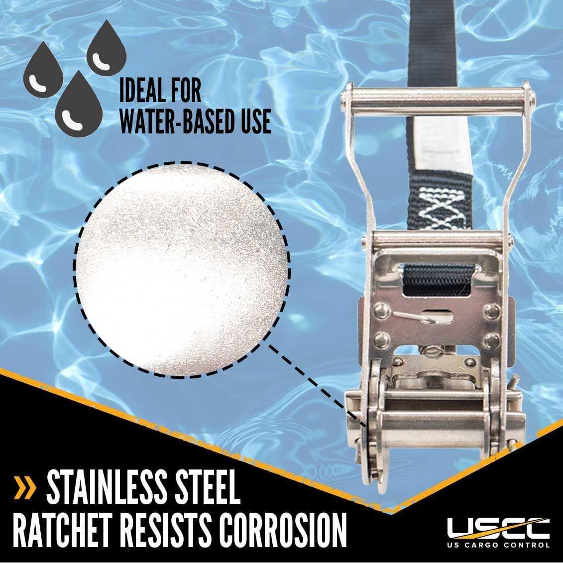 Us Cargo Control 1 x 10′ Black Stainless Steel Thumb Ratchet Strap w - Cheap Fitting