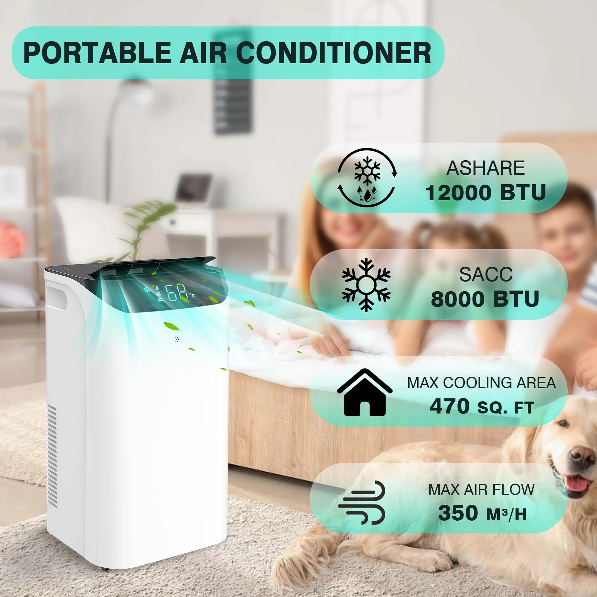 AGTANA Portable Air Conditioners, 14000 BTU, Dehumidifier, Cooling Fan, Remote Control, 650 Sq. ft - Cheap Fitting