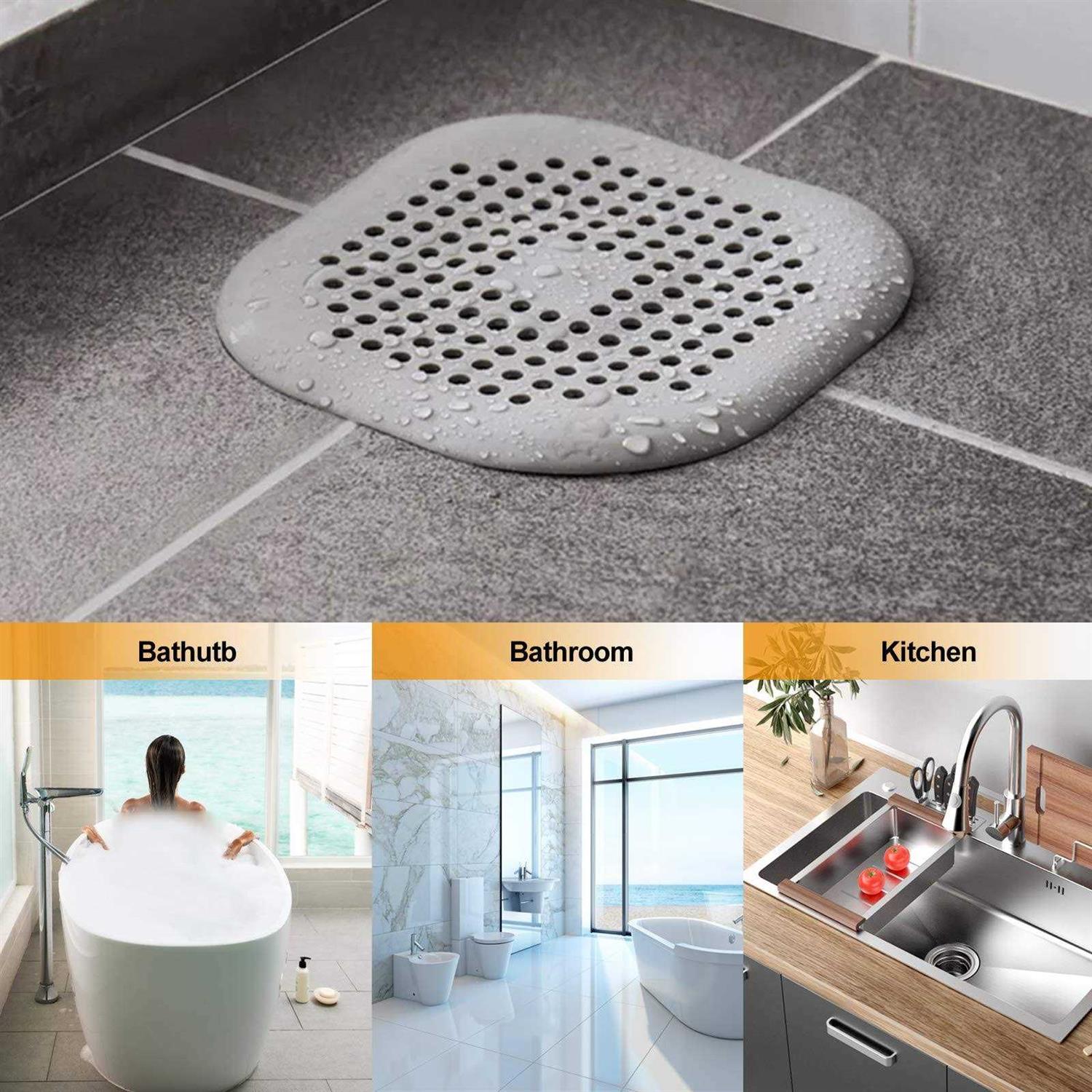 Square Silicone Hair Drain Cover For Shower With Suction Cup - Cheap Fitting