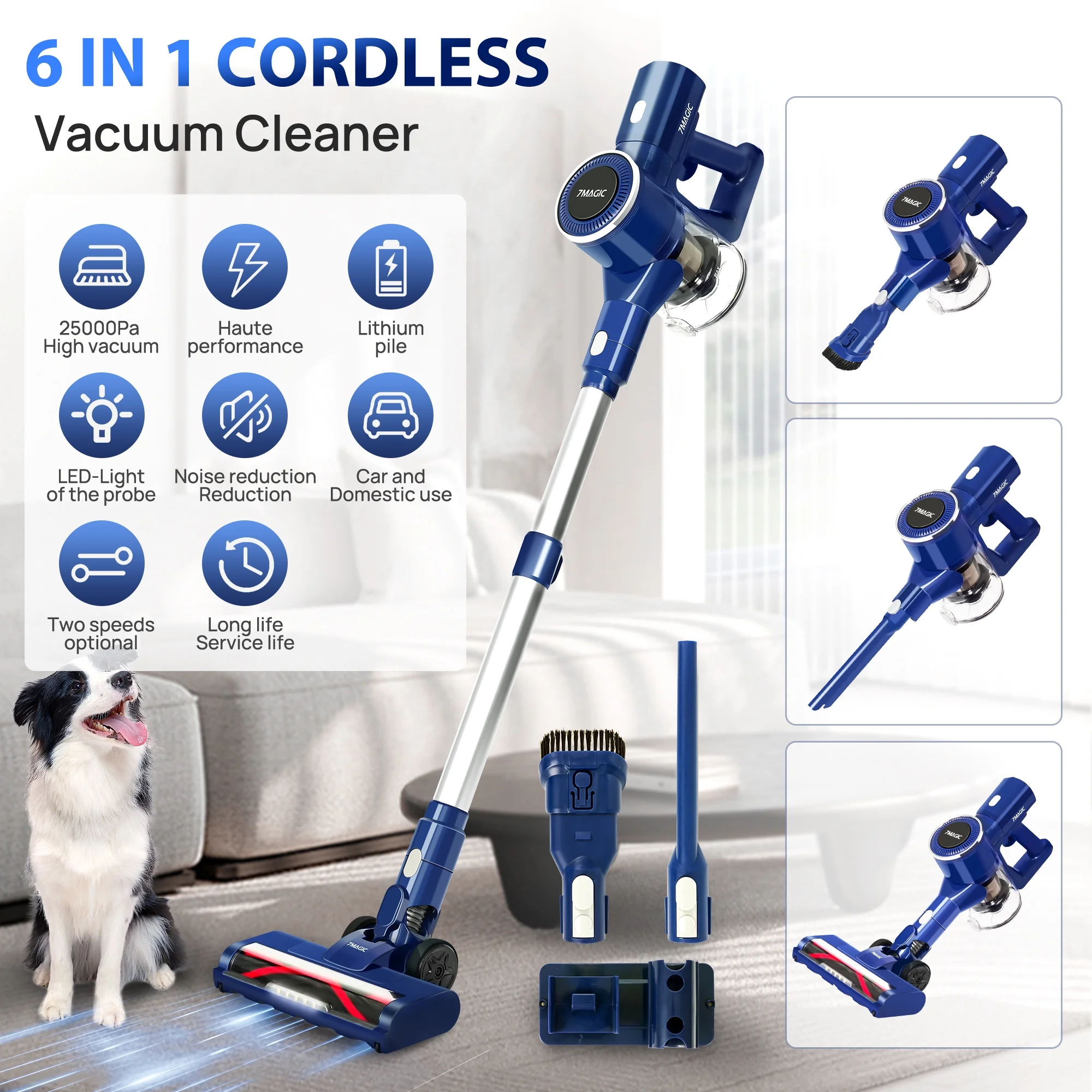 7MAGIC Cordless Vacuum Cleaner, Stick Vacuum Cleaner with 25Kpa Suction for Carpet, Hard Surfaces and Pet Hair, 40 Mins Runtime, 6 in 1 Lightweight Handheld Vacuum for Home and Car - Cheap Fitting