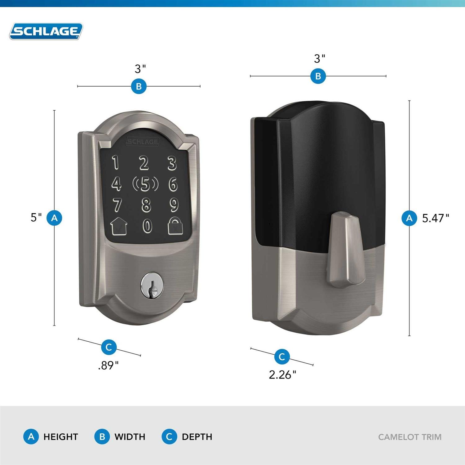 Schlage BE499WB 622 Encode Plus WiFi Deadbolt Smart Lock with Apple Home Key - Cheap Fitting