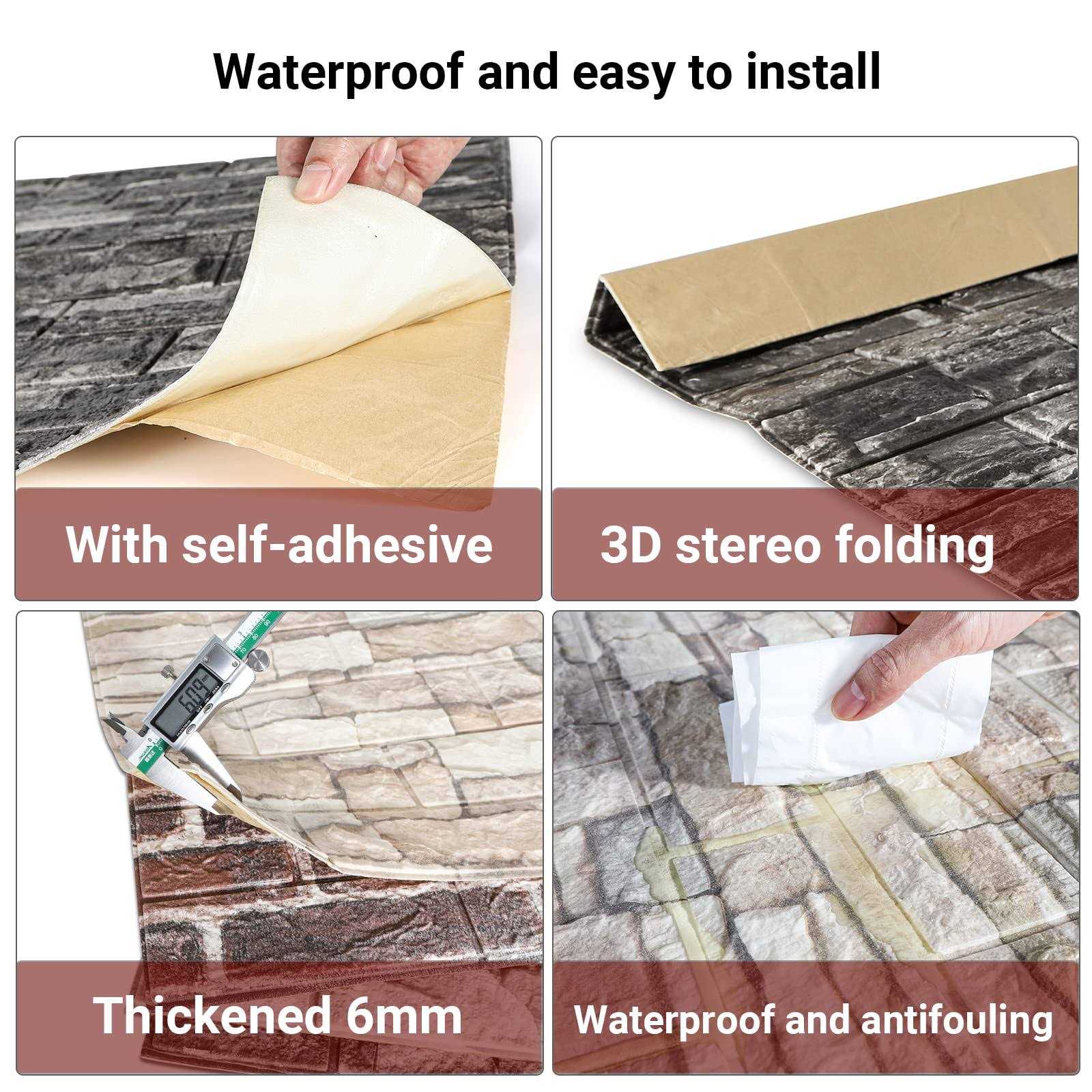 Shikha 3D Stick Wallpaper Self-Adhesive Brick Panels Peel for Living Room Bedroom Background Wall Decoration - Cheap Fitting