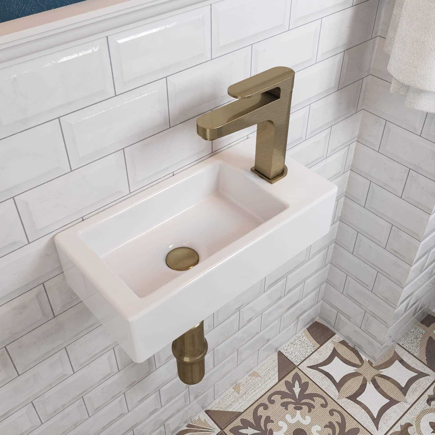 DeerValley Ceramic Rectangular 7” Wall Mount Bathroom Sink - Cheap Fitting