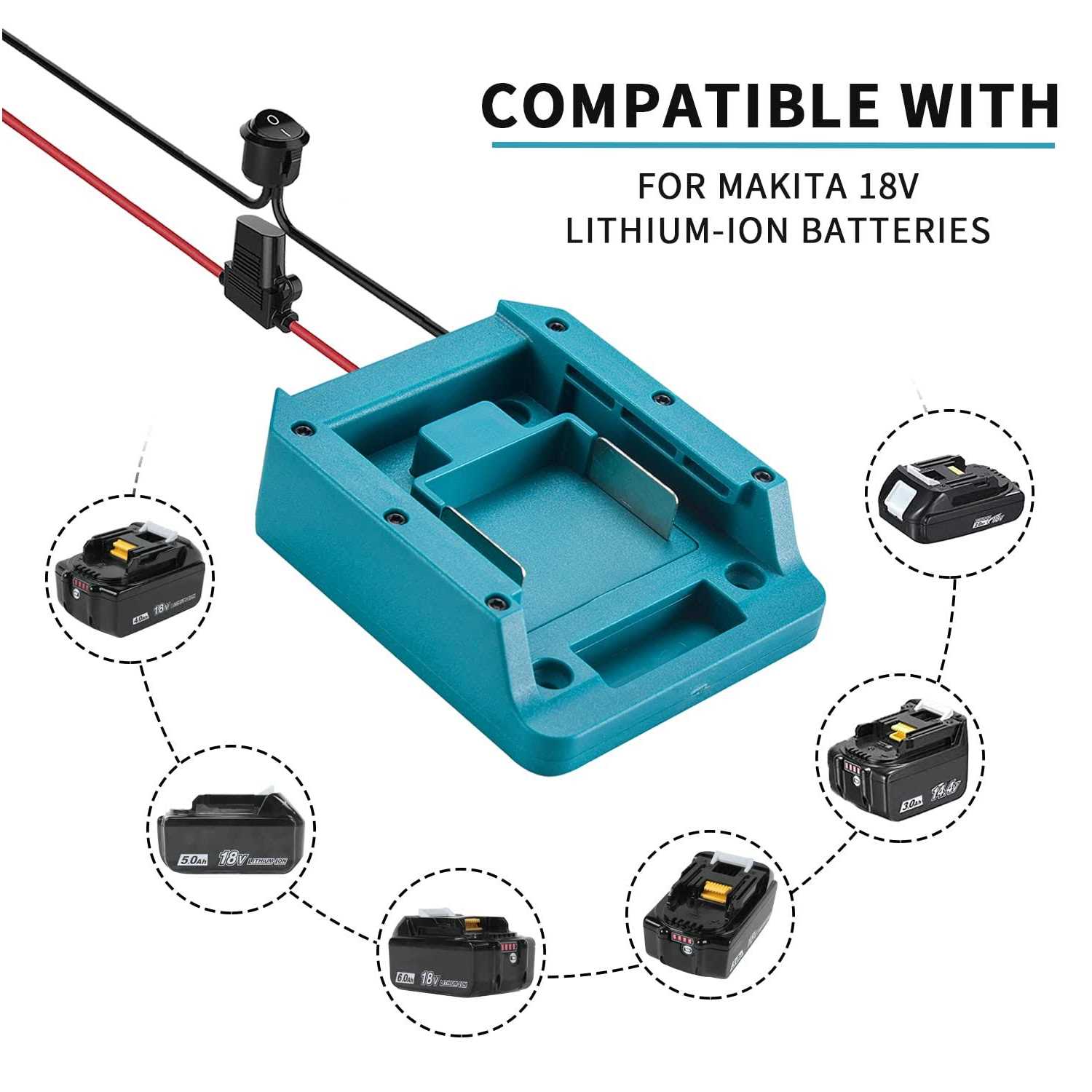Anztek Fit for MAKITA 18v Battery Power Mount Connector Adapter Dock Holder with 14 awg Wires - Cheap Fitting