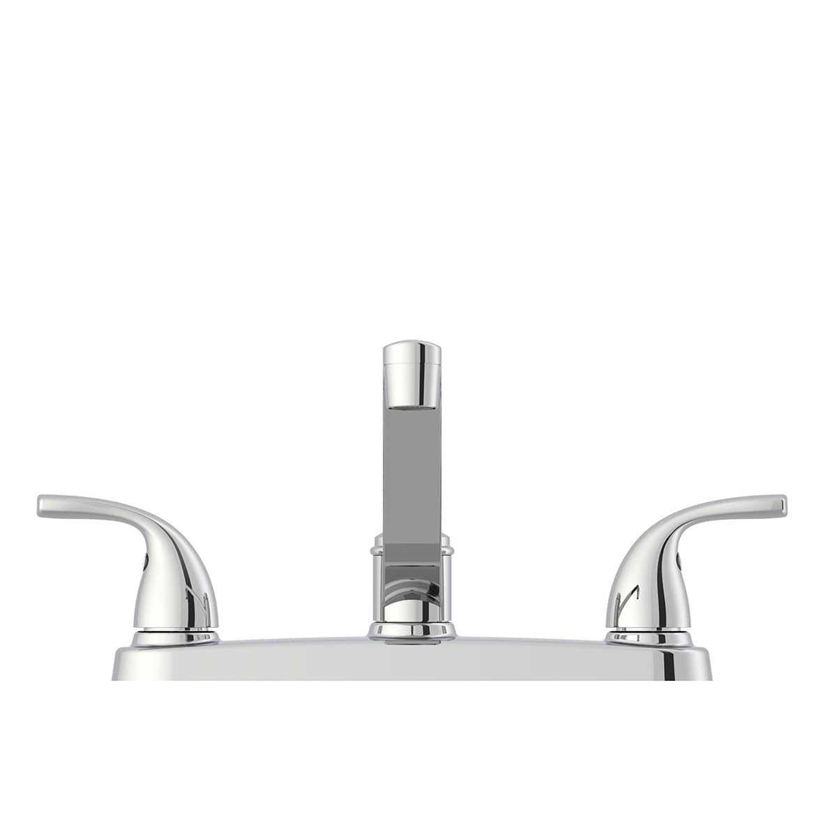 Project Source Dover Chrome 2-Handle Deck-Mount Low-arc Handle Kitchen Faucet - Cheap Fitting