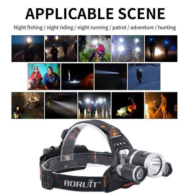 BORUIT RJ-3000 LED Rechargeable Headlamp,3 Modes White and LED Hunting 5000 Lumens Tactical Light Head Lamp - Cheap Fitting