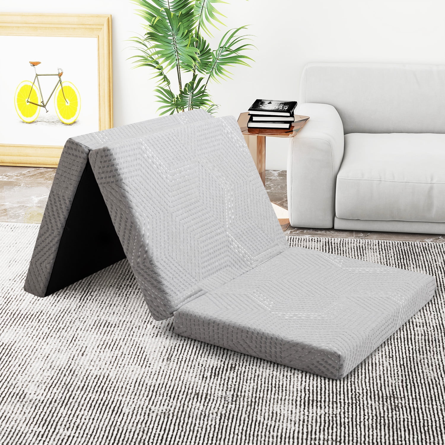 Folding Mattress 4 Inch Tri Folding Memory Foam Mattress, Portable Trifold Mattress Topper with Breathable Cover, Foldable Floor Mattress Guest Bed for Camping, Travel, QUEEN - Cheap Fitting