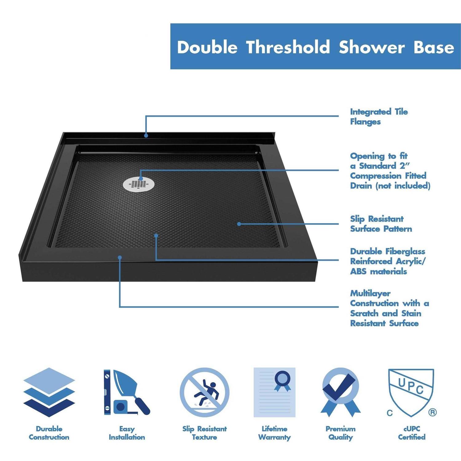 DreamLine DLT-1032320 SlimLine 32 in. x 32 in. Double Threshold Shower Base - Cheap Fitting