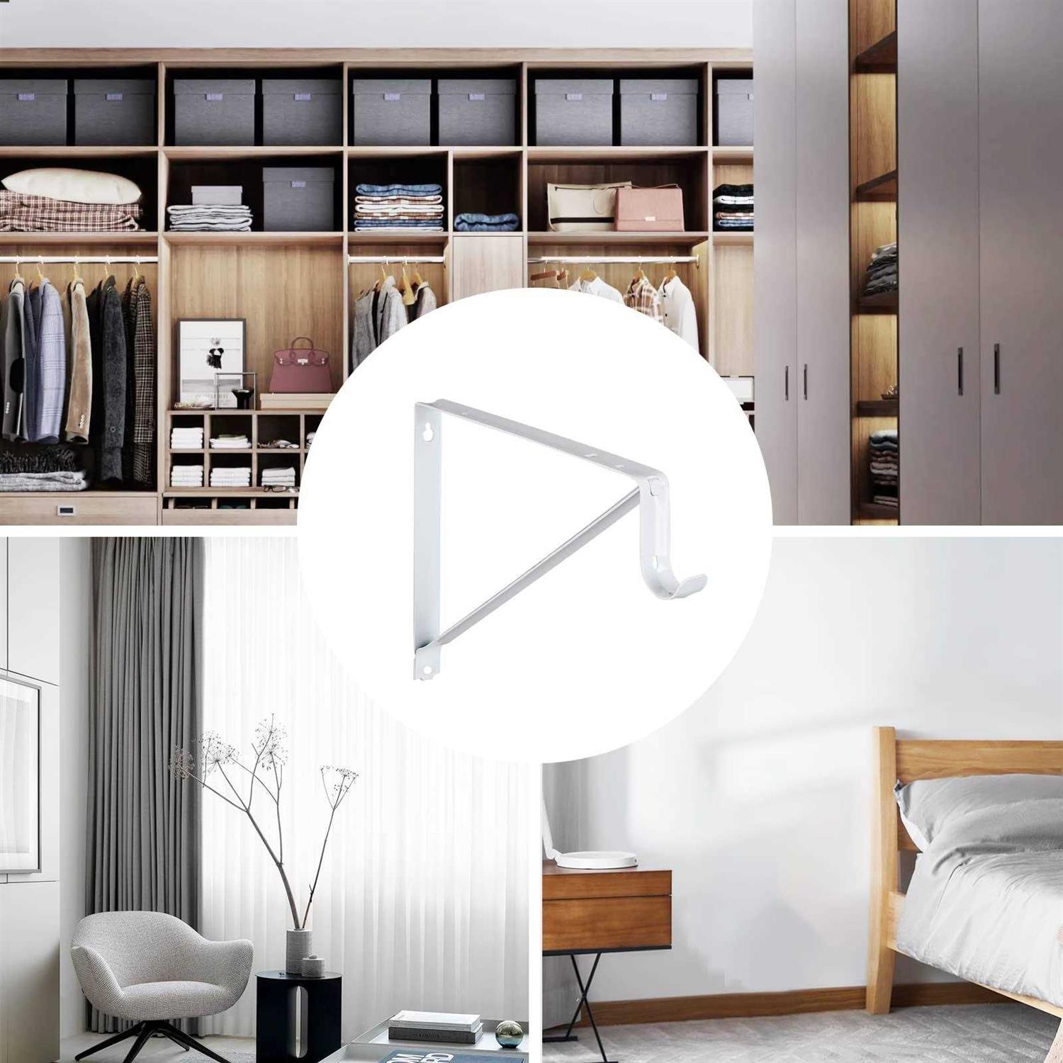 Home Master Hardware Heavy Duty Closet Shelf & Rod Brackets Wall Mounted Closet Shelves Bracket With Rod Shelving Support - Cheap Fitting