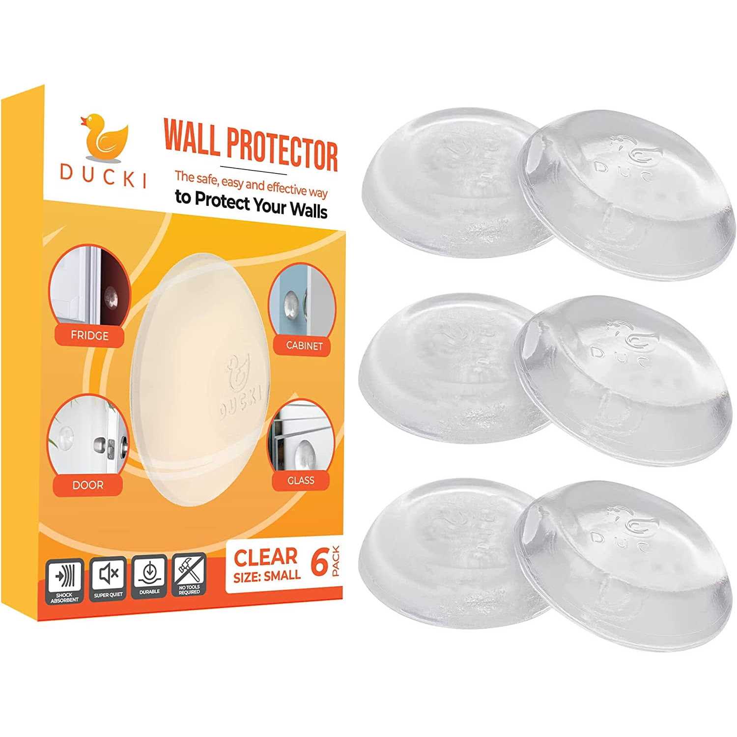 Ducki Wall Protectors White Self Adhesive Reusable Solution for Stopping Wall Damage & Noise from Doors - Cheap Fitting