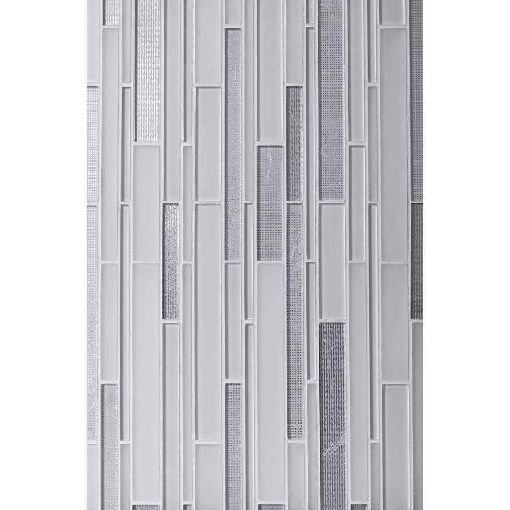 Apollo Tile White 11.8 in. x 12.2 in. Linear Polished and Matte Finished Glass Mosaic Tile - Cheap Fitting