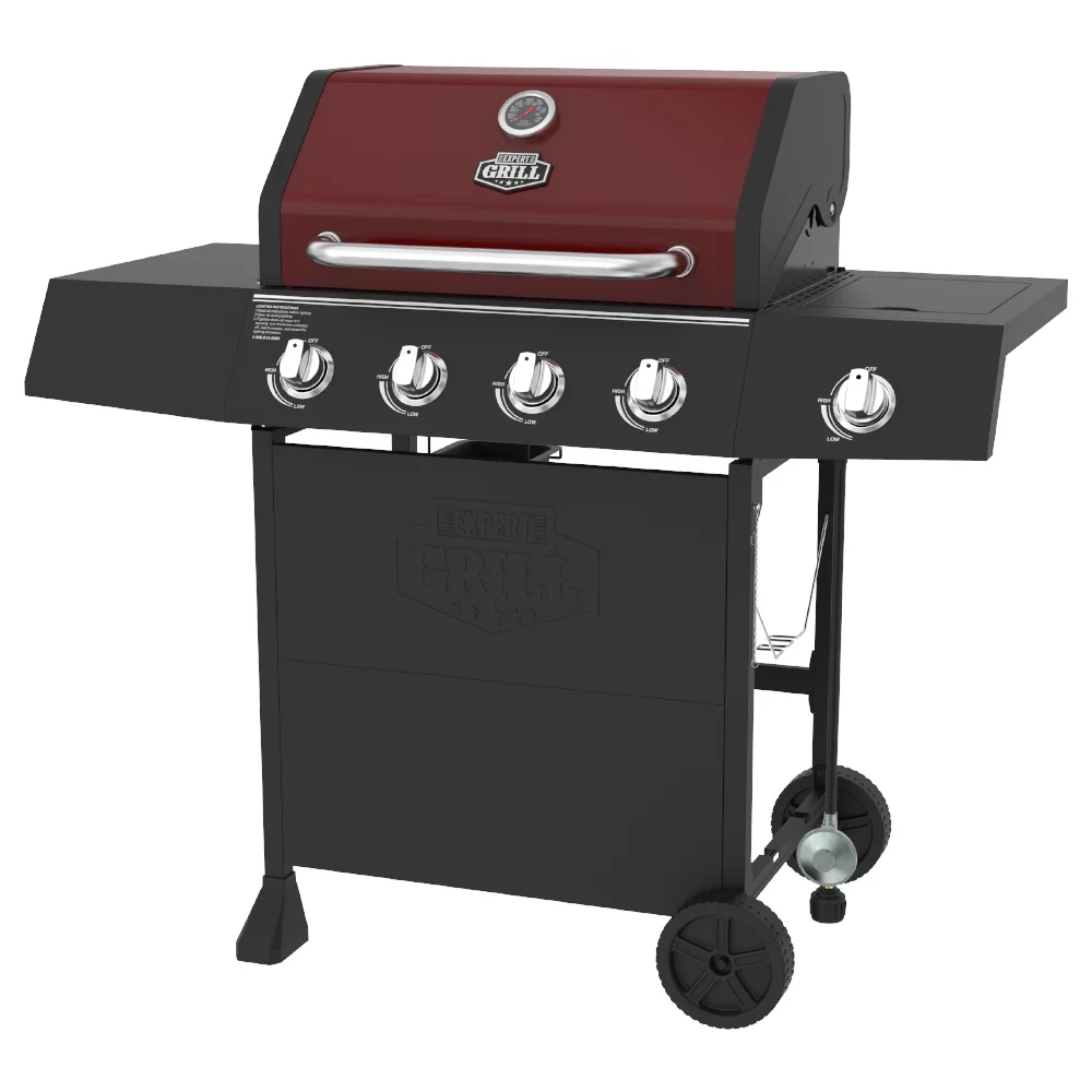 Expert Grill 4 Burner with Side Burner Propane Gas Grill in Red - Cheap Fitting