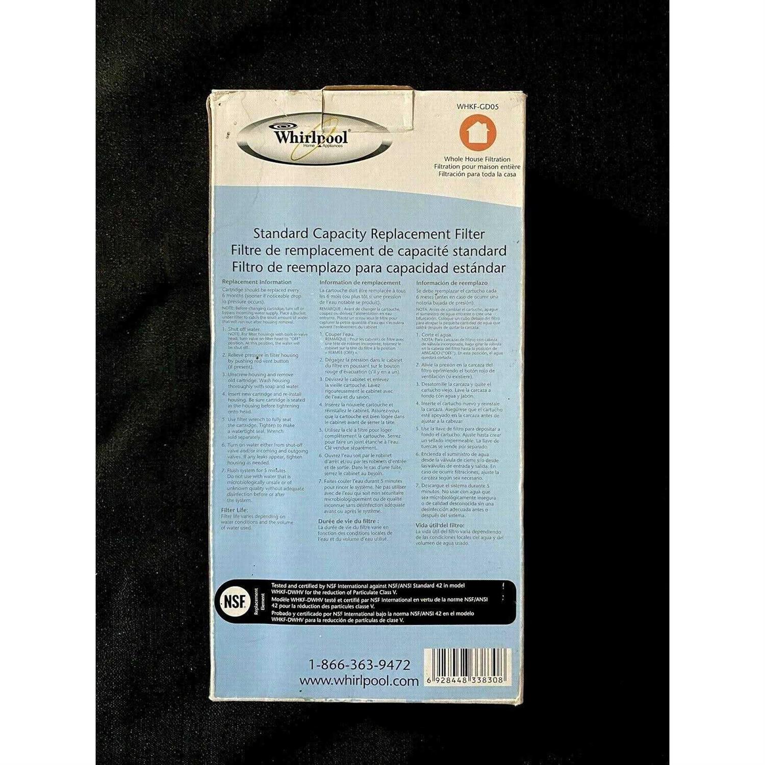 Whirlpool Whole Home Standard Capacity Sediment Filters WHKF-GD05 2 Pack - Cheap Fitting