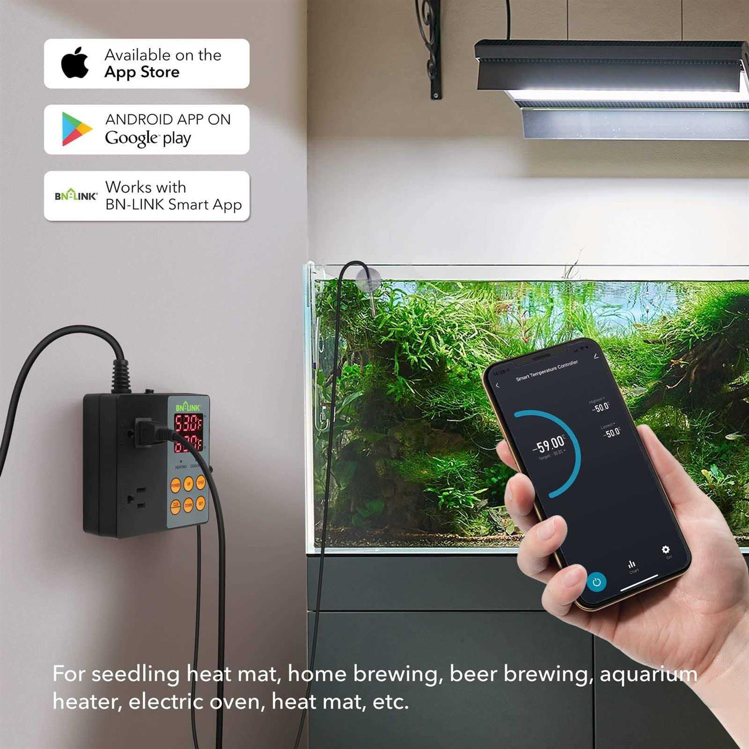 BN-LINK Smart WiFi Digital Temperature Controller Heating Cooling, Works with Alexa and Google Home. for Reptiles Aquarium Carboy Homebrew Breeding - Cheap Fitting