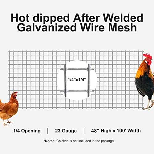 Hardware Cloth 1/4 inch 48 x 100 ft Wire Fencing: Galvanized Welded Garden Fence Roll Square Mesh 23 Gauge Chicken Rabbit Snake Cage Heavy Duty - Cheap Fitting