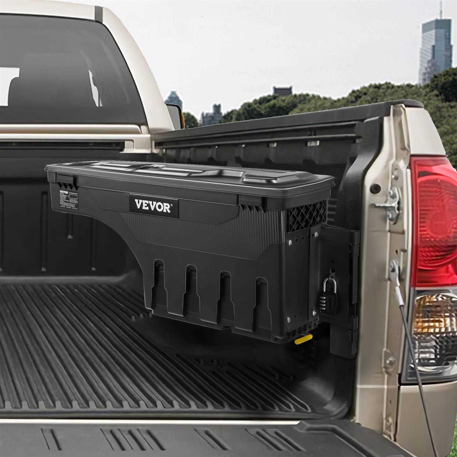 VEVOR Truck Bed Storage Box Lockable Lid Waterproof ABS Wheel Well Tool Box 6.6 Gal/20 L - Cheap Fitting