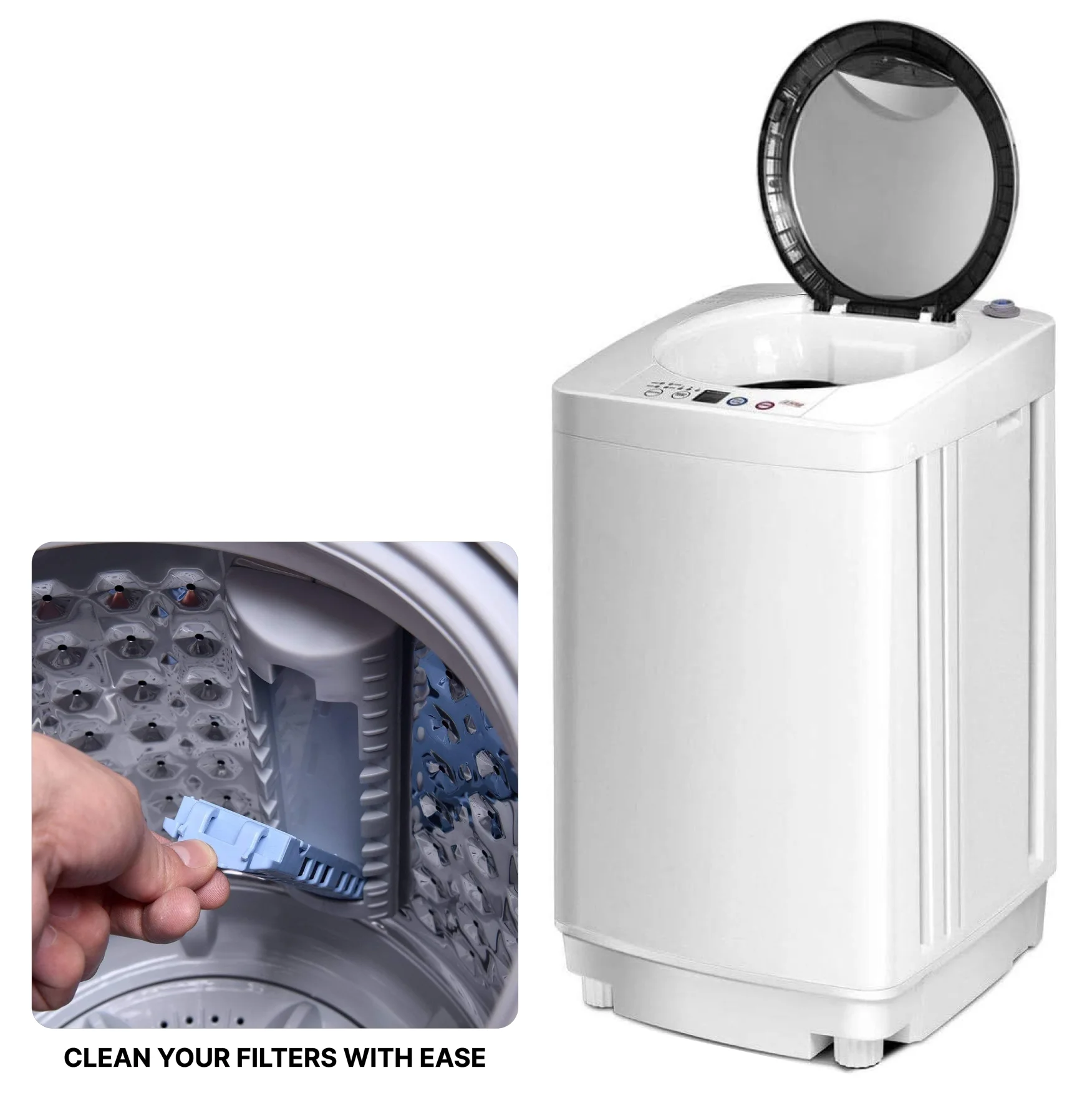 GOLDEN 1.34 Cu Ft Portable Washing Machine, Full Automatic Washer Spinner Combo, Built-in Pump Drain, Compact Laundry for Apartment RV Dorm - Cheap Fitting