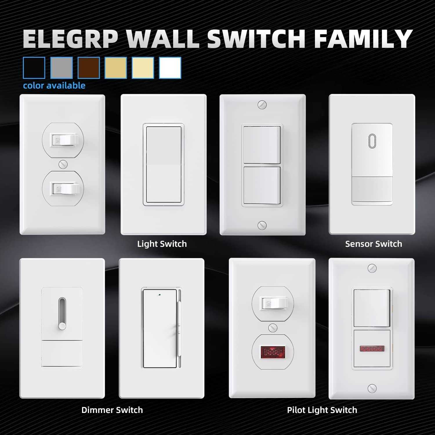 ELEGRP Matte Single Pole Decorator Light Switch 15Amp - Cheap Fitting