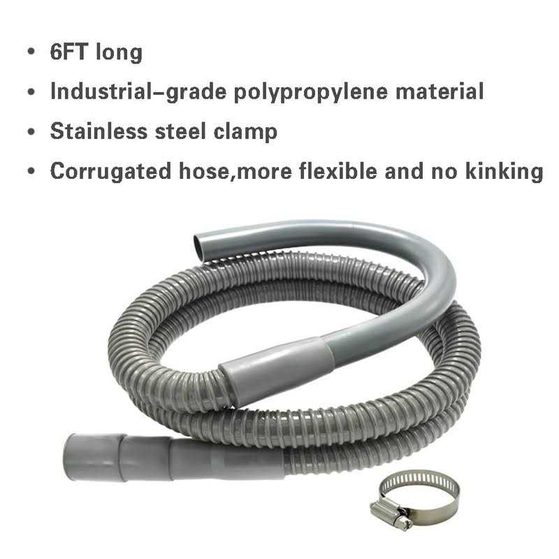 TT FLEX Universal Washing Machine Drain Hose 6 Ft Discharge Hose with Long Hook - Cheap Fitting