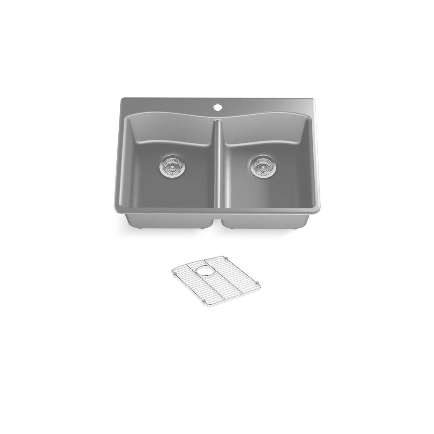 Kohler Kennon 33 x 22 x 9-5/8 Neoroc Top-mount/undermount Double-equal Kitchen Sink - Cheap Fitting