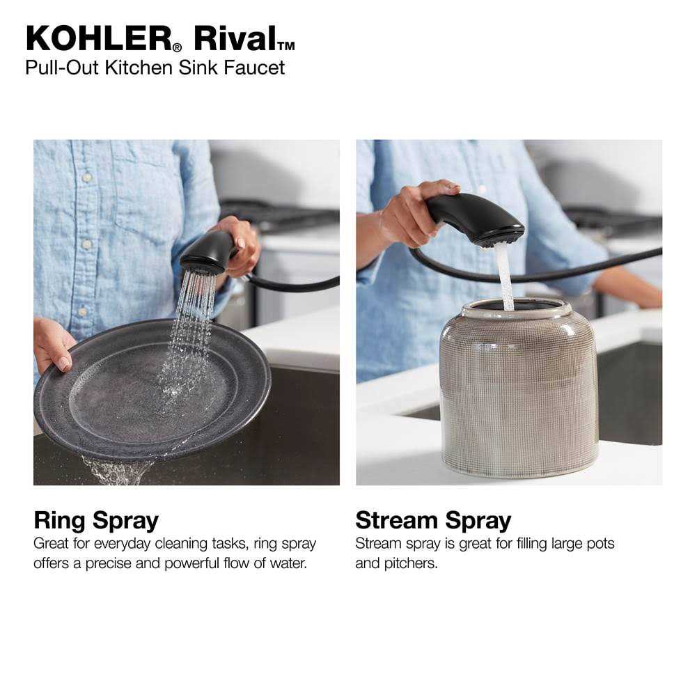 KOHLER Rival Pull-Out Kitchen sink Faucet with two-function sprayhead - Cheap Fitting