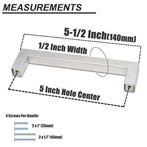 probrico square cabinet handles 5 inch stainless steel cupboard bar pulls - Cheap Fitting