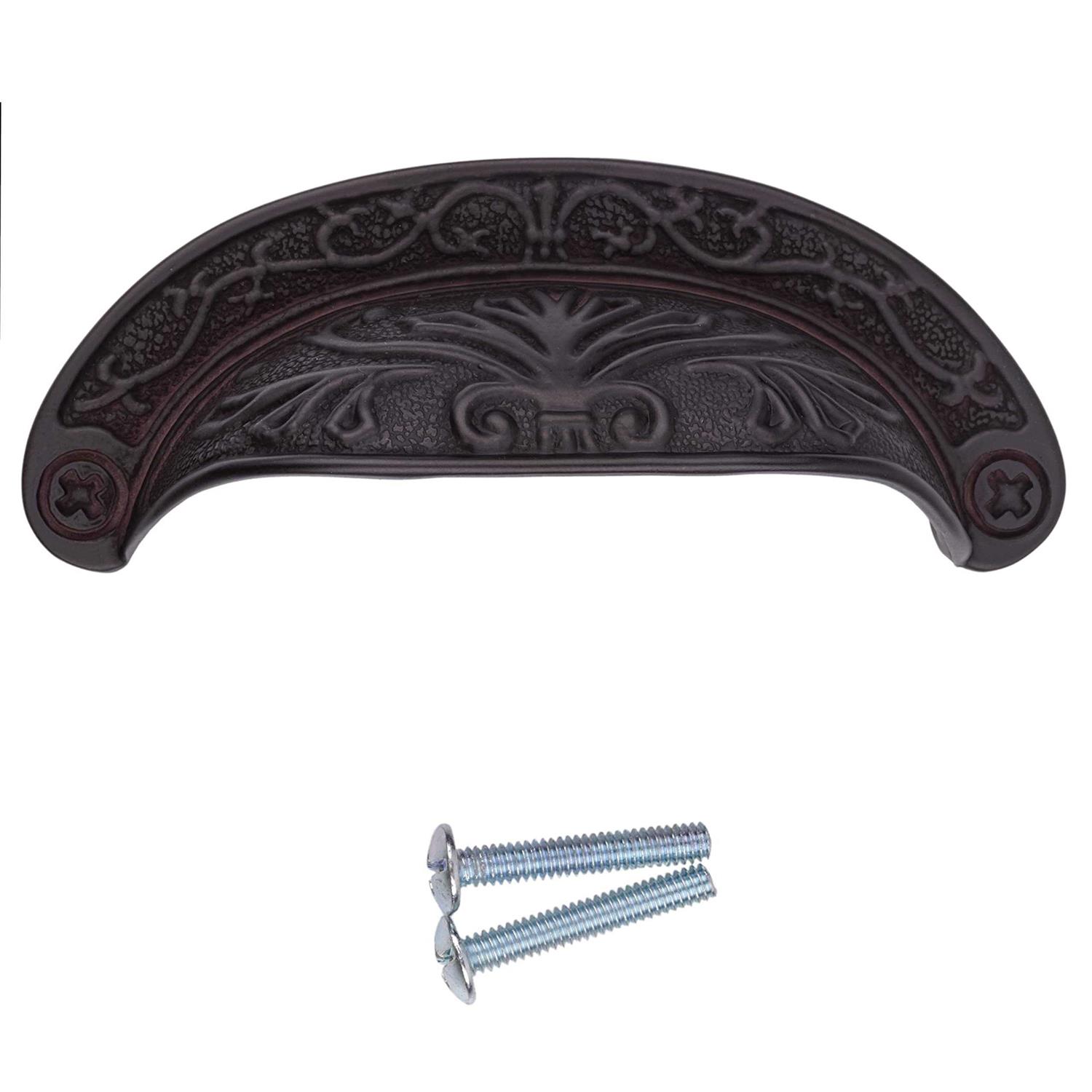 UNIQANTIQ HARDWARE SUPPLY Baroque Scroll work Oil Rubbed Bronze drawer Bin Pull Centers 2 1/2 - Cheap Fitting
