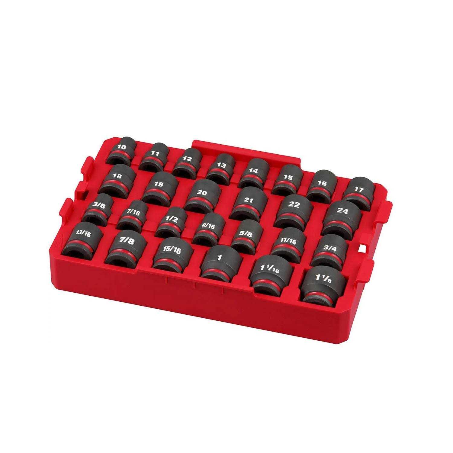 Milwaukee 49-66-6819 SHOCKWAVE 1/2” Impact Duty Socket SAE Tray Set - Cheap Fitting