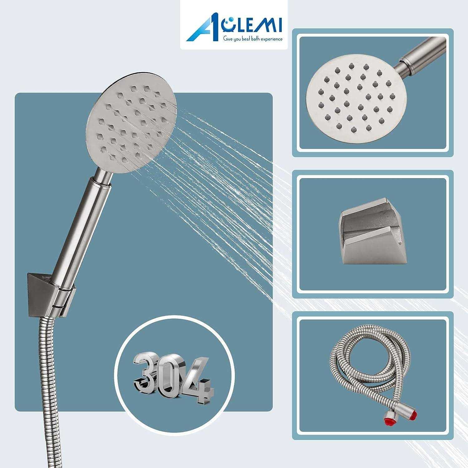 Aolemi Brushed Nickel Bathtub Faucet Wall Mount Only Tub Filler with Handheld Sprayer 6 Inch Centre Single Handle Shower Mixer Taps SUS304 Stainless - Cheap Fitting