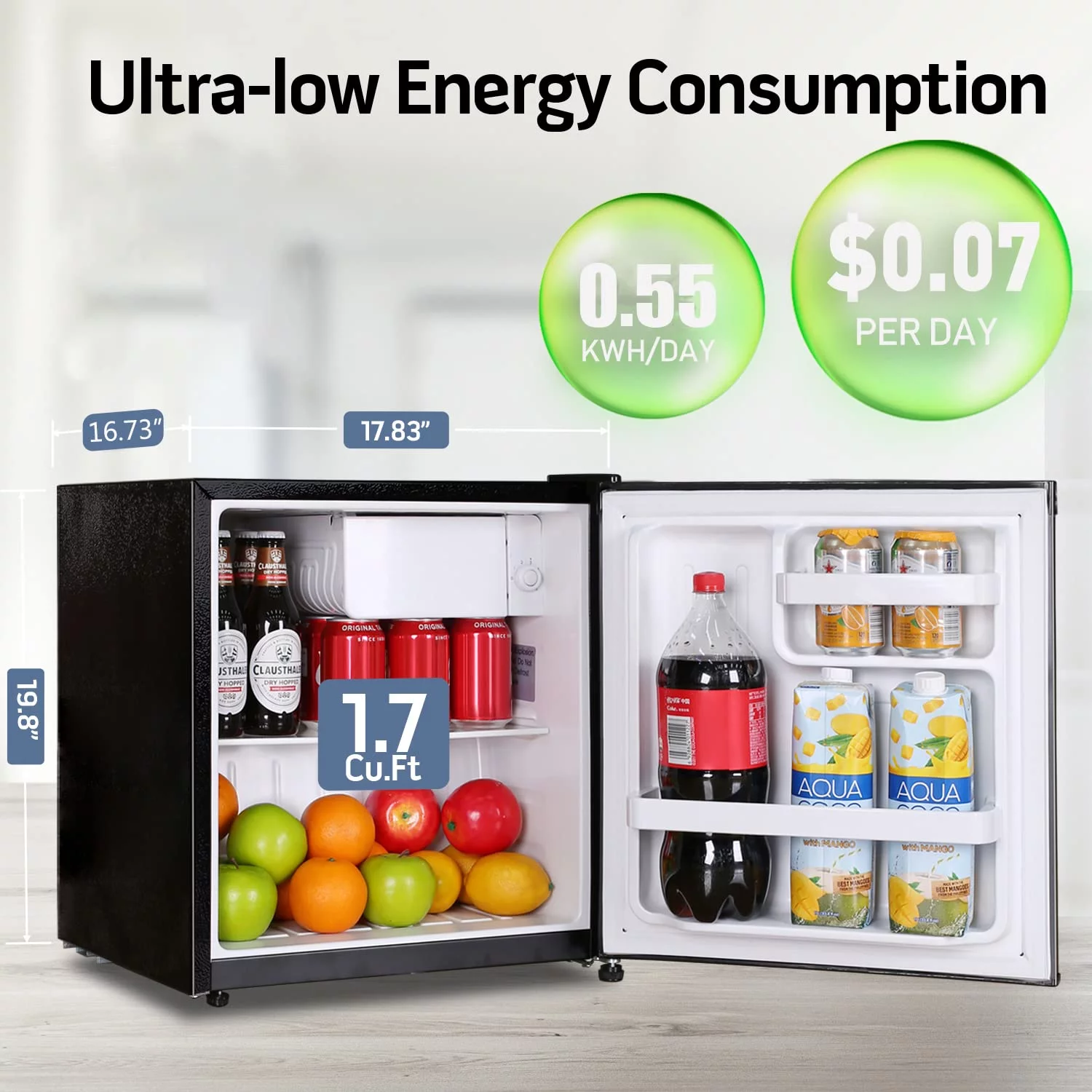 MOOSOO 1.6 Cu.Ft Mini Refrigerator with freezer, Mini Fridge for Bedroom, Reversible Door Perfect for Room and Office, Adjustable Temperature, Silver - Cheap Fitting