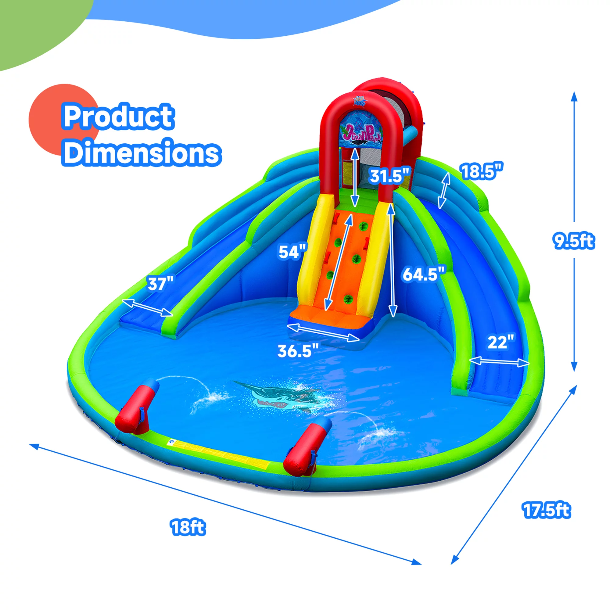 Gymax Inflatable Waterslide Wet & Dry Bounce House w/Upgraded Handrail & 780W Blower - Cheap Fitting
